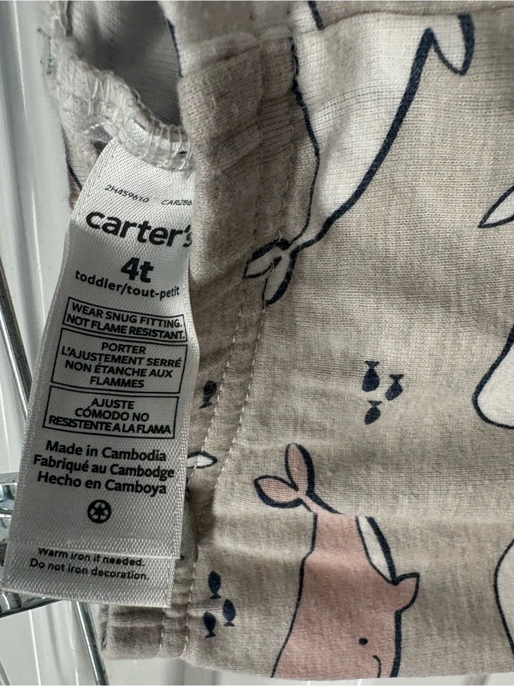 Carter's Whale Print Knit Leggings Pants 4T Gray/Pink/White Cotton Pull On